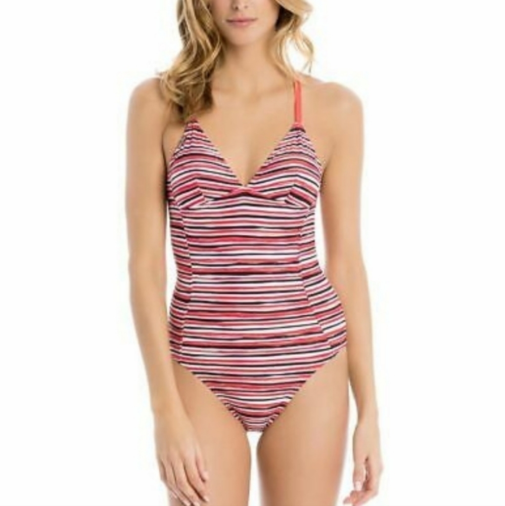 Lole Striped One-Piece Swimsuit in Red, White, Navy